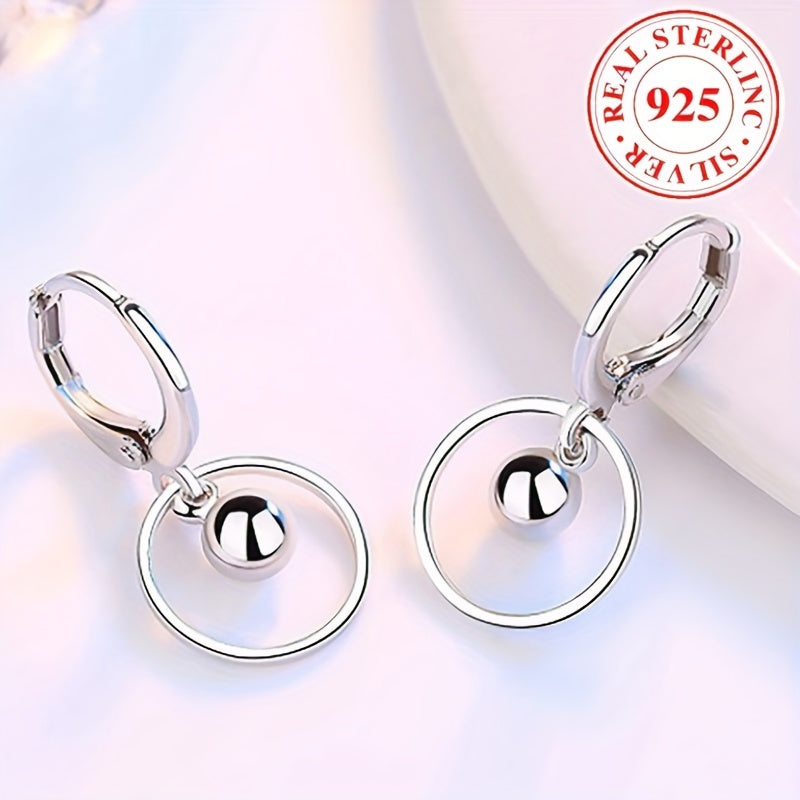Exquisite 925 Sterling Silver Hollow Round Pendant Earrings