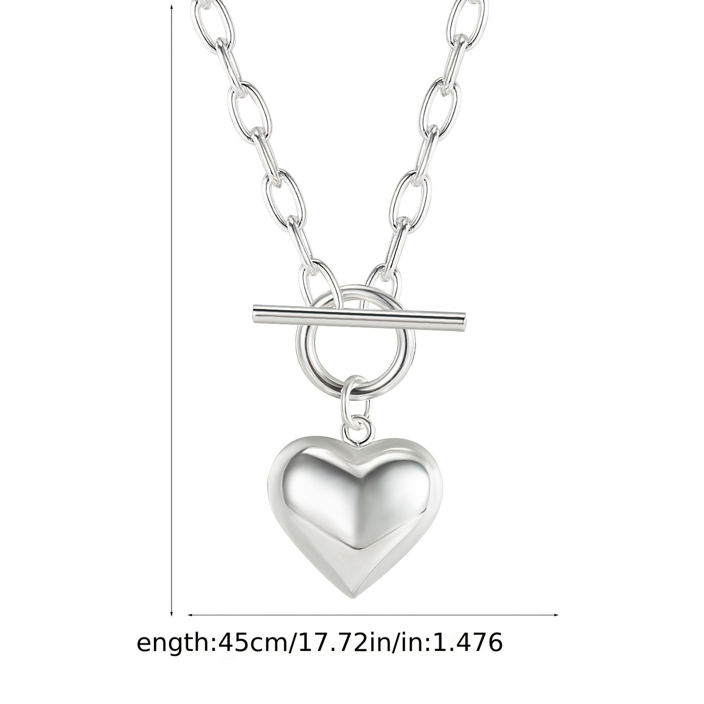 Retro 925 Sterling Silver Heart OT Buckle Necklace