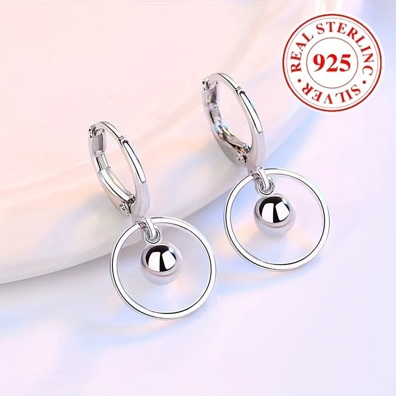 Exquisite 925 Sterling Silver Hollow Round Pendant Earrings