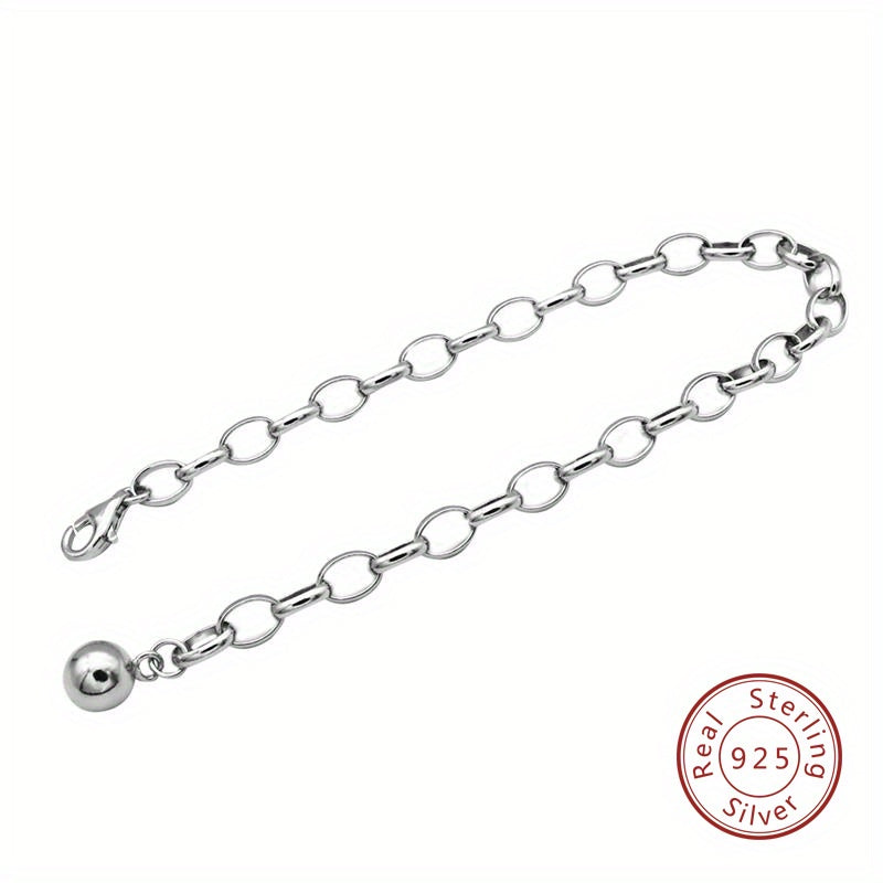 925 Sterling Silver Chunky Chain Bead Pendant Bracelet